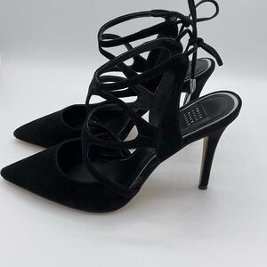 White House Black Market “Marlow” Suede Strappy Pump~Size 7.5~Black~NEW!